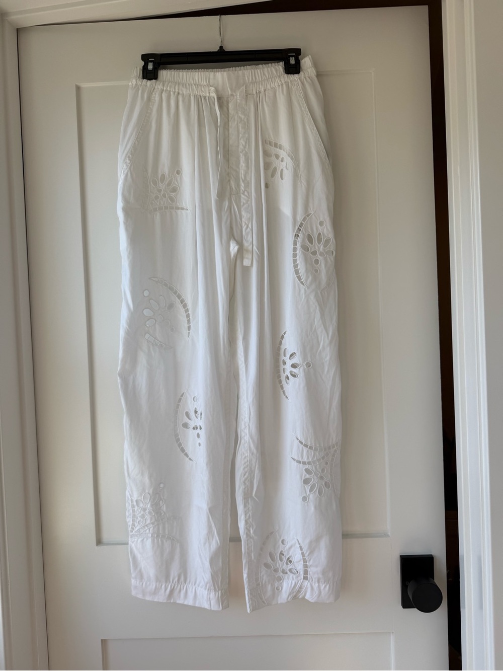 Isabel Marant Hectorina White Broderie Anglaise Eyelet Pants FR 34